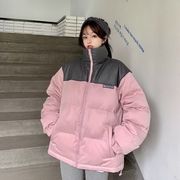 拼接PU皮棉服女2023年韩版宽松加厚学生ins面包服冬季外套潮