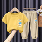 男女童套装夏薄款宝宝半袖儿童短袖中大童T恤两件套帅外穿新潮款T