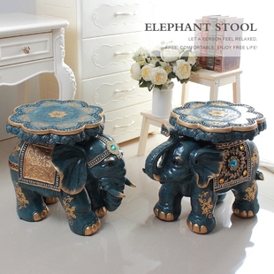 欧式大象换鞋凳落地摆件特大号象，凳子莲花象仿实木客厅装饰品礼物