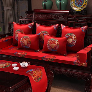 中式古典红木沙发椅子坐垫实木家具罗汉床座垫红色乳胶垫子定制套