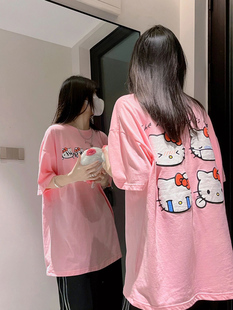 Hellokitty凯蒂猫短袖t恤女宽松ins潮设计感小众重磅纯棉上衣