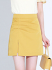 福利黄色短裙夏季女高腰，显瘦a字，半裙小个子褶皱西装裤裙
