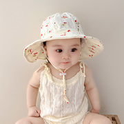 婴儿防晒帽子春秋夏季大帽檐，女宝宝遮阳帽甜美可爱女童太阳渔夫帽