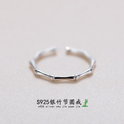 竹节925纯银戒指女小众，设计2024轻奢高级感尾戒食指素圈
