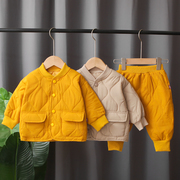 宝宝棉服男童儿童棉衣轻薄款两件套装保暖秋冬季帅气2021时髦
