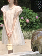 果果家 法式连衣裙女夏季2023年宽松显瘦高级感短袖网纱裙子