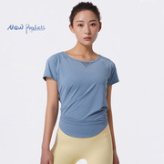 瑜伽服女套装2024夏天薄款t恤专业跑步短袖健身运动上衣罩衫
