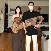 新中式国风情侣装夏季小众设计感韩版连衣裙女法式一衣一裙ins潮