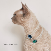 宠物项圈Quinn公主风复古叠戴珍珠彩色钻猫咪狗拍照配饰项链装饰