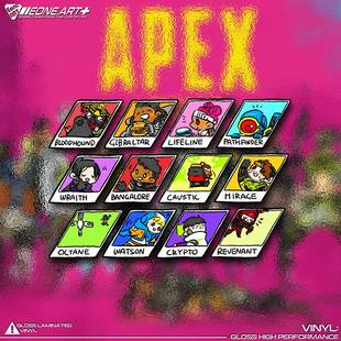 eone反光车贴fps游戏apex英雄，卡通q版水彩画风，菱形12枚装防水贴纸