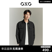 GXG男装 商场同款 黑色肌理感工装风口袋衬衫外套 GEX10314673