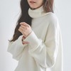 韩国秋冬装宽松保暖针织衫加厚纯白色高领套头毛衣打底衫女