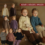 女童绵羊毛混纺百搭连帽，针织外套宝宝幼儿园秋冬洋气毛衣针织衫