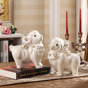 欧式陶瓷动物羊摆件家居客厅办公室乔迁装饰品结婚喜庆礼物工艺品