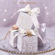 喜糖盒2023年方形欧式闪光大号礼盒包装盒纸盒银色香槟丝带纸