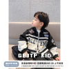 q宝家童品男童机车服外套，2023春装秋季儿童上衣夹克洋气童装