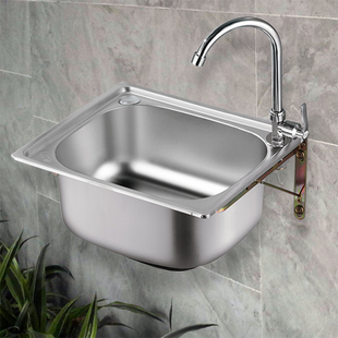小单槽304不锈钢水槽 厨房洗菜盆洗碗池洗手盆一体水盆套餐