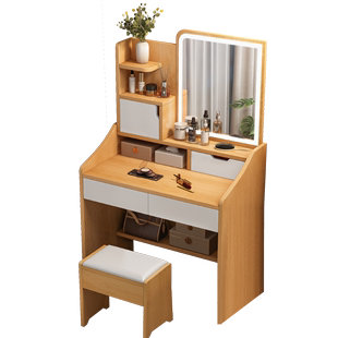 梳妆台卧室简约现代小型床头柜化妆桌一体简易化妆台收纳柜化妆桌