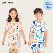 unifriend韩国a类男女童装，夏儿童(夏儿童)睡衣，短袖套装宝宝家居服冰丝