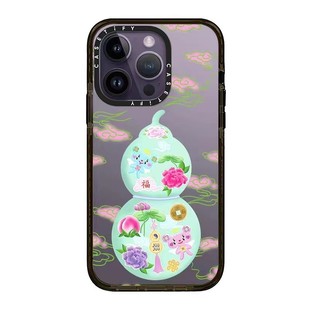 CASETi联名juujuu福禄葫芦15Pro适用iPhone14ProMax苹果13Pro国风陈乔恩同款花见花开贴纸手机壳12防摔11硬壳