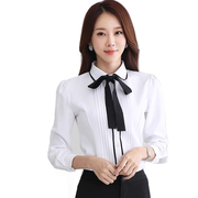 白衬衫女长袖职业装正装女韩版甜美娃娃领时尚洋气大码休闲衬衣