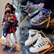 儿童中帮运动鞋2024春女童鞋韩版小白鞋男童板鞋中大童休闲鞋