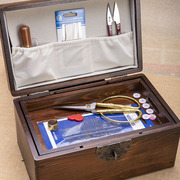 实木针线盒双层工具收纳盒家用高豪华高级质量缝衣线针线包针盒