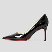 新红底高跟鞋女细跟舒适优雅单鞋，黑色漆皮性感尖头cl同款女鞋