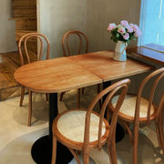 .实木网红咖啡厅桌椅组合复古日式奶茶甜品店餐馆编藤餐椅子