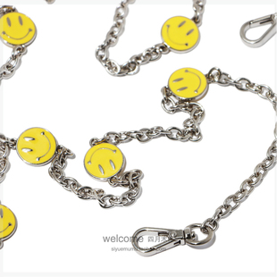 黄色米白色笑脸装饰包链条(包链条，)配件包带肩带，小包链金属链手机壳小挎链