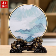 新中式摆件工艺品禅意山水画，家居装饰品博古架，客厅玄关古风酒柜