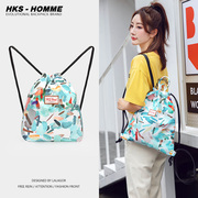 hks-homme简易束口袋，抽绳双肩包女后背包户外旅行包健身学生书包