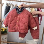 男童棉服潮童 洋气0-1岁女宝宝冬装棉袄婴儿棉衣套装冬两件套加厚