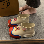 厚底短靴女2023年夏季学生可爱卡通，小熊雨鞋户外防滑防水雨靴