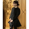 韩国品牌 freckle 秋冬羊毛呢子大衣连衣裙外套小黑裙