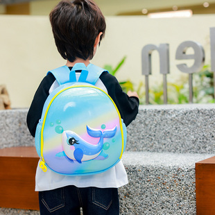 可爱小海豚蛋壳双肩包蓝色(包蓝色，)男孩粉色女宝宝幼儿园外出旅游轻便