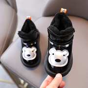 宝宝冬季棉鞋加绒加厚保暖皮面亮色，雪地靴1-3-5岁男童软底学步鞋4