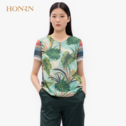 HONRN/红人夏季女装短袖圆领雪纺上衣商场同款HE22SY270