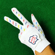 印花castelbajac女士高尔夫手套双手科技布艺运动手指套golf用品