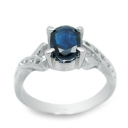 贵菲尔珠宝   925银天然蓝宝石戒指