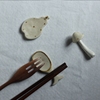 创意筷枕放筷子的小托架，手作梨子蘑菇，鱼可爱文艺家用筷托陶瓷勺垫