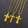 越南沙金十字架项链男女，99924k镀黄金色吊坠，久不掉色首饰