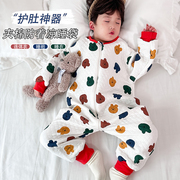 儿童纯棉连体睡衣加厚夹棉婴儿，睡袋冬季保暖防着凉男童小宝宝爬服