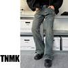 tnmk复古水洗做旧黄泥染dirty牛仔裤，竹节质感裤，拖地直筒男女长裤