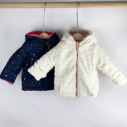 1-5岁女孩棉袄外出棉服中小童，秋冬上衣加厚两面，穿淑女帽衫拉链
