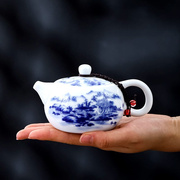 景德镇陶瓷骨瓷纯白特小迷你茶茶复古手把南瓜小水壶泡茶单壶盖碗