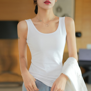 韩版内搭上衣修身纯白色无袖吊带，背心女短款外穿打底t恤夏季棉