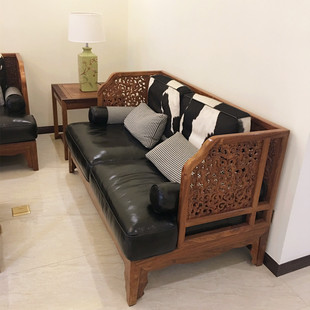 大果紫檀苏梨家具新中式沙发刺猬紫檀客厅实木红木家具花梨木茶几