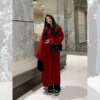 战袍千金感新年红色大衣毛呢，外套女冬款双面，羊毛大衣百搭长