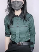 假两件洋气领带衬衫女春装修身显瘦韩版上衣气质拼接长袖衬衣